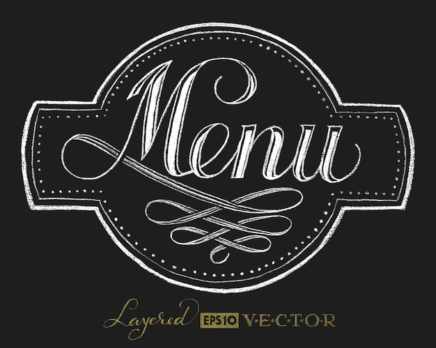 Vector menu. lettering on chalkboard