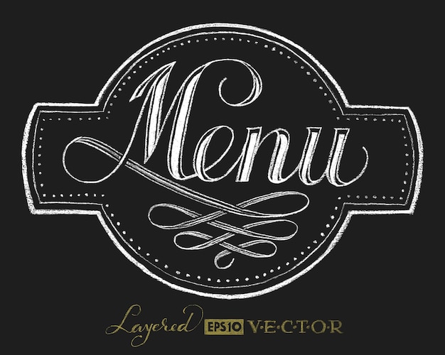 Menu. lettering on chalkboard