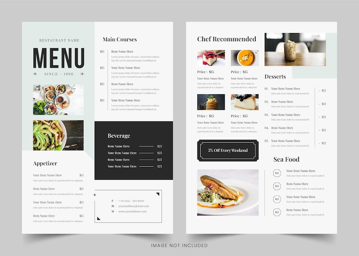 Vector 料理本と呼ばれるレストランのメニューのメニュー