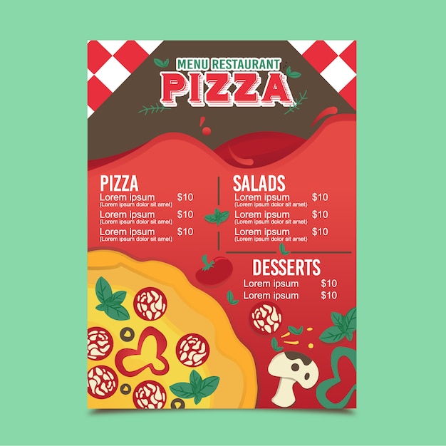 Menu pizza