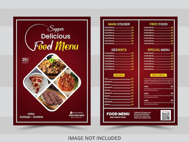 a menu for a restaurant called delicious menu