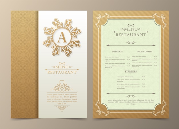 Vector menu restaurant luxury gift voucher design template