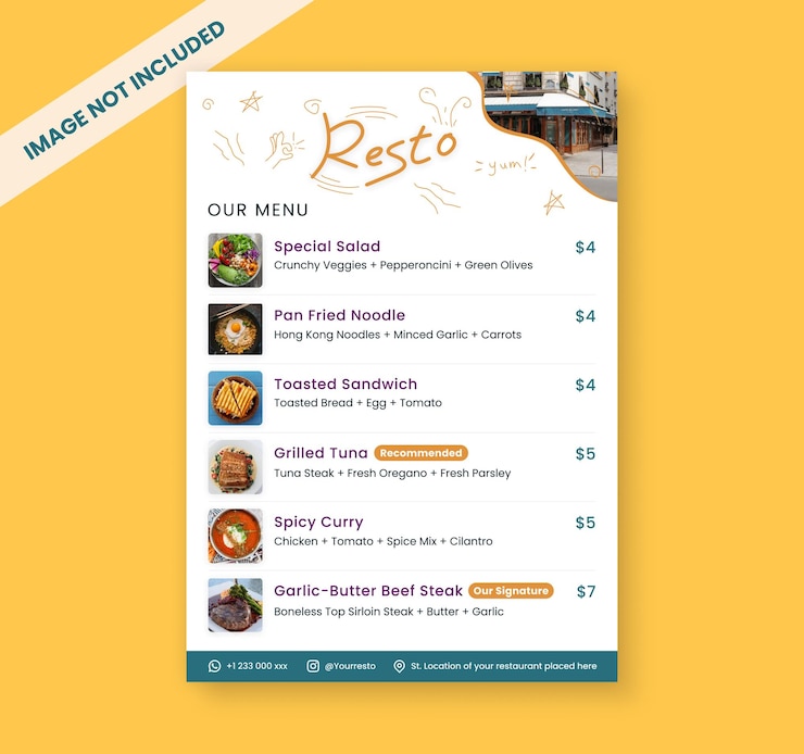 Vector menu restaurant poster design