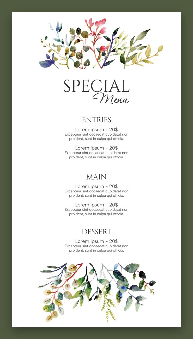 Vector menu restaurant special event chef food wedding meal vector template