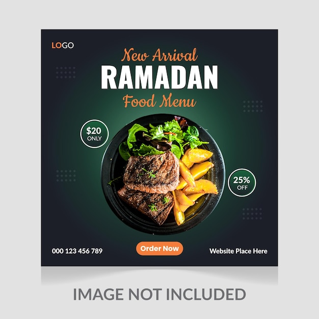Меню ресторана, рекламирующего еду на Рамадан.