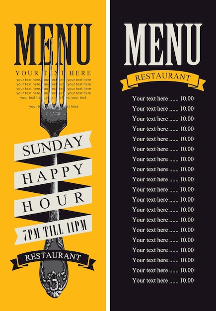 menu for restaurant with fork