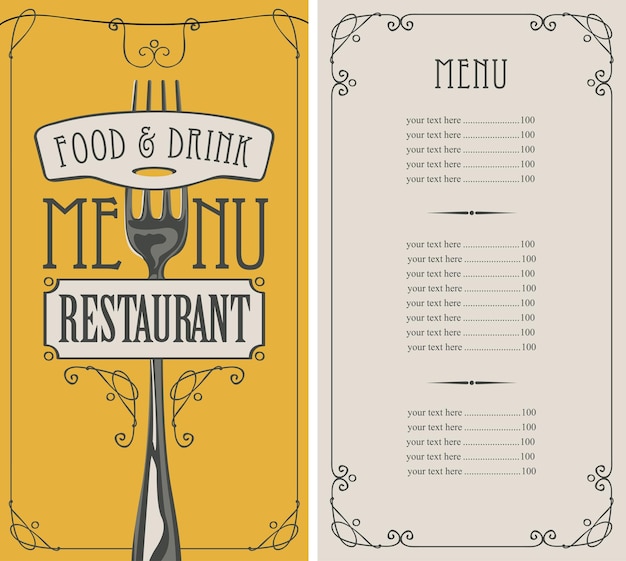 Vector menu for restaurant with fork