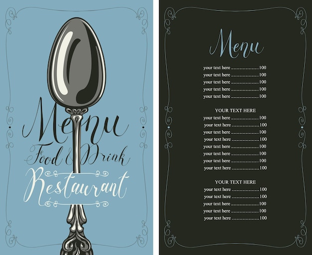 Vector menu for restaurant with prices