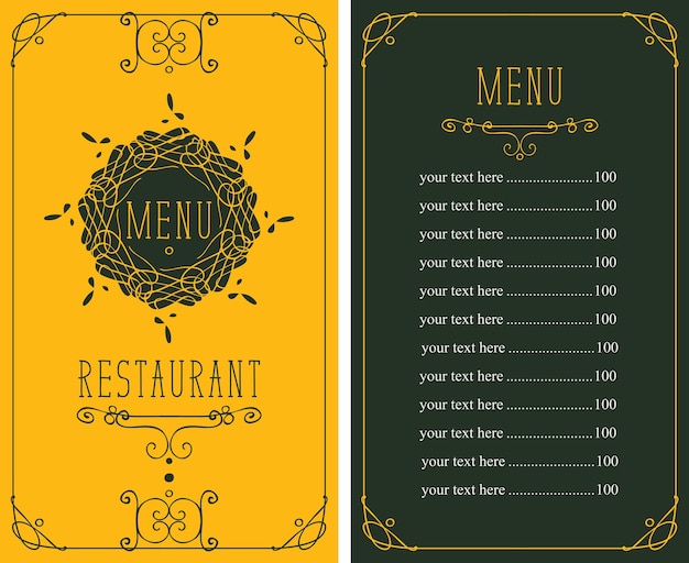 Vector menu for restaurant with prices