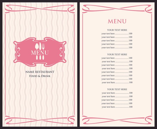 menu for restaurant with prices