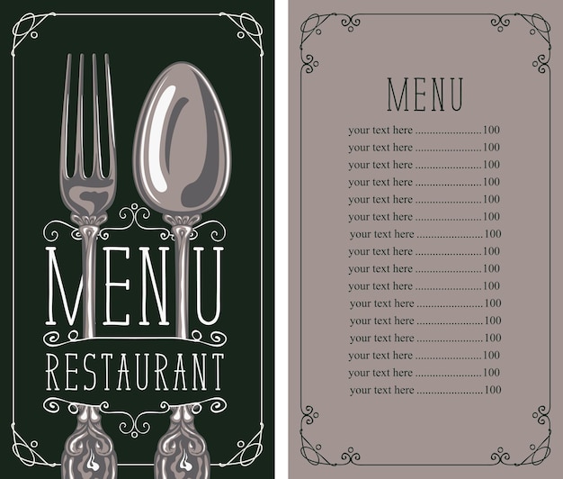 menu for restaurant