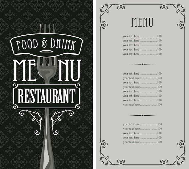 Vector menu for restaurant