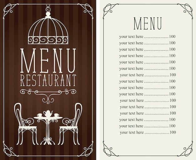 Vector menu for restaurant