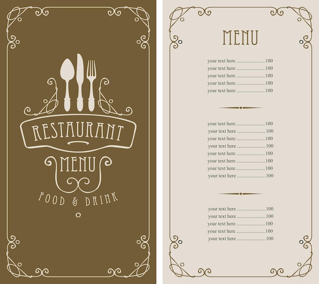 menu for restaurant