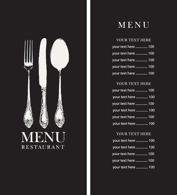 Menu for restaurant