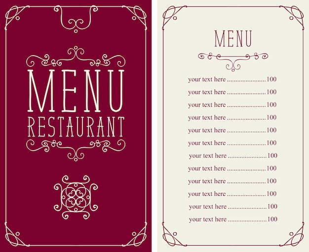 Vector menu for restaurant