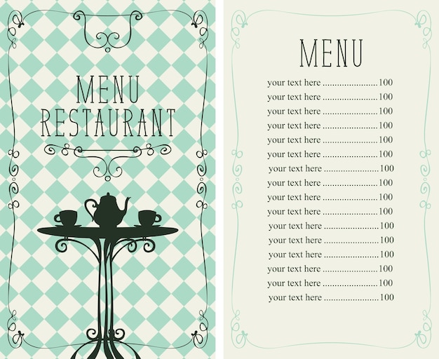 Vector menu for restaurant