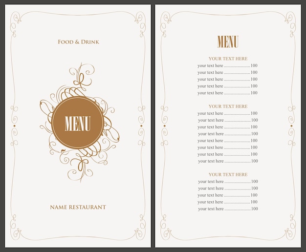 Menu for restaurant