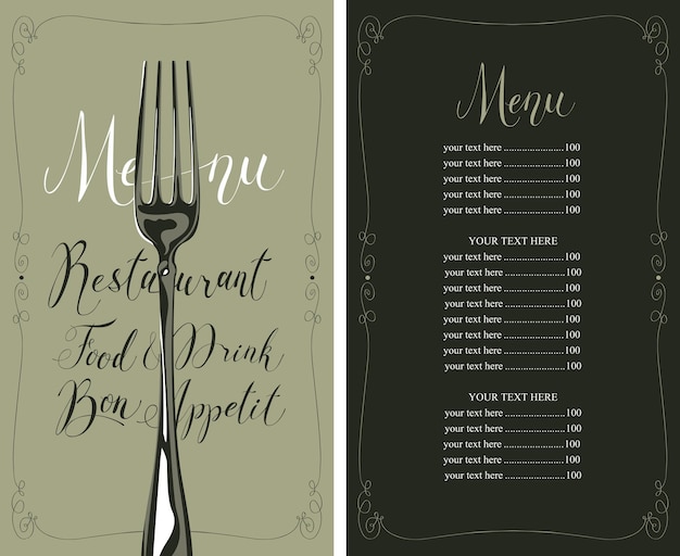 menu for restaurant