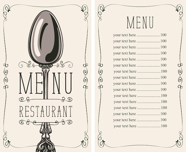 Vector menu for restaurant