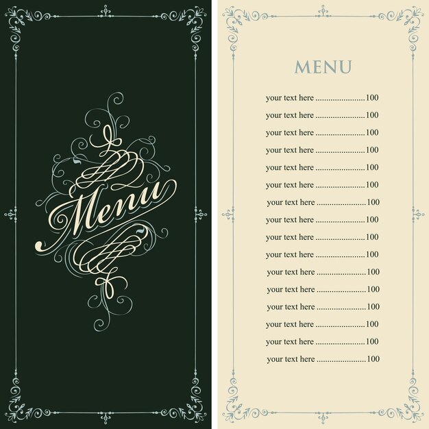 Vector menu for restaurant