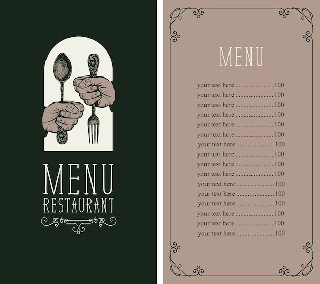 menu for restaurant