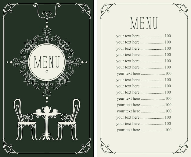 Vector menu for restaurant