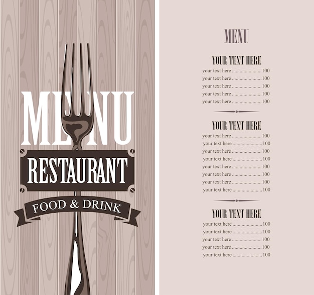 Menu for restaurant