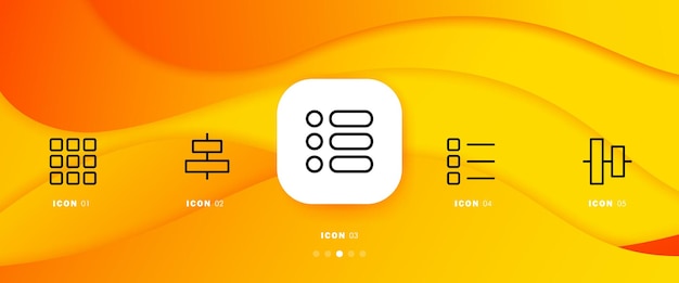Menu set icon Application list desktop alignment adjust settings icons and labels Technology concept Infographic timeline with icons and 5 steps Vector line icon for Business