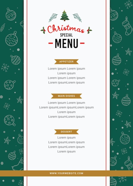 Menu speciaal kerstsjabloon groen 01