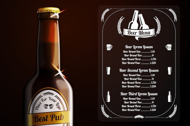 Menu template for beer and alcohol