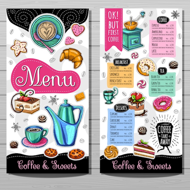 Vector menu template for coffee shop