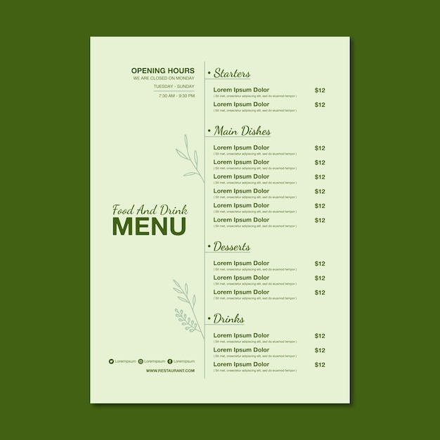 menu template design vector