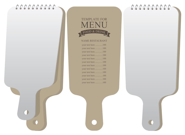 Vector menu template in form of cutting board