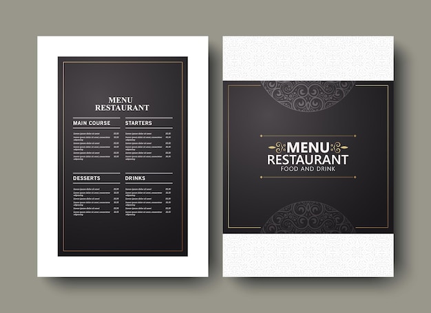 Menu van een luxe restaurant met ornamenten