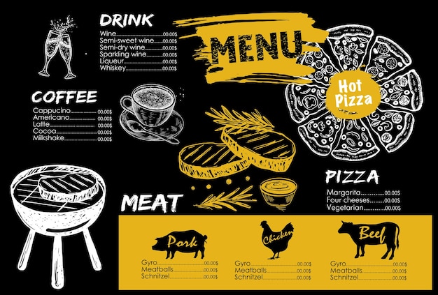 Menu Vector hand getekende illustratie Ontwerpsjabloon