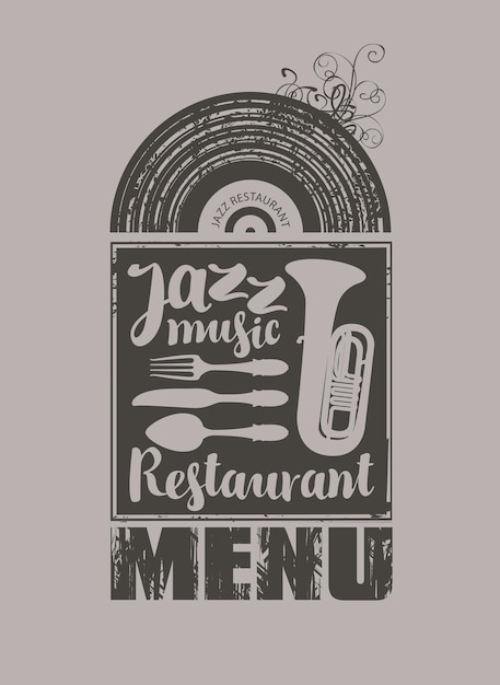 Vector menu voor het restaurant met jazzmuziek