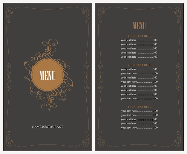 Vector menu voor het restaurant