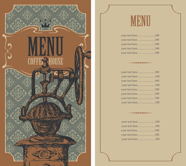 Menu voor koffiehuis