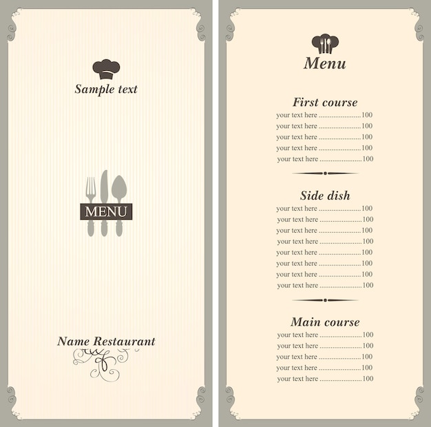 menu voor restaurant met bestek