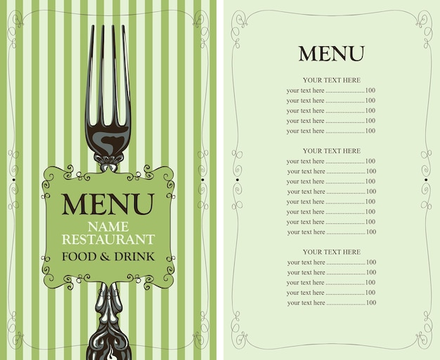 menu voor restaurant met handgetekende vork