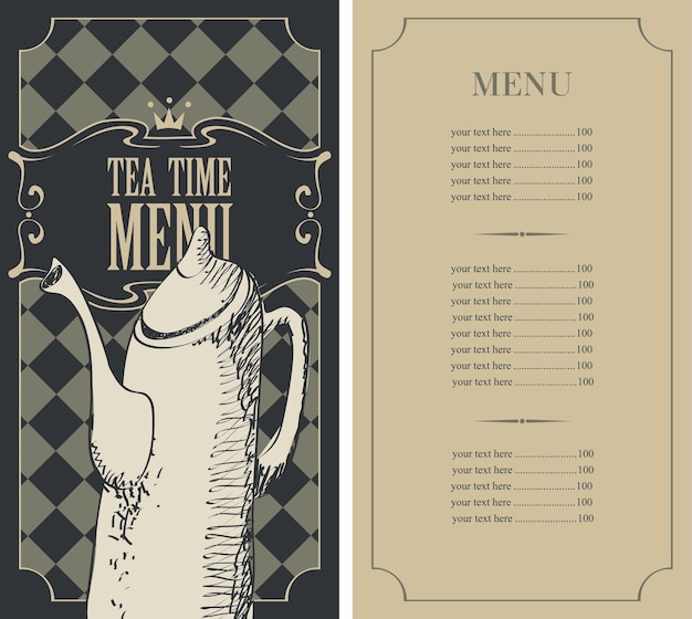 Vector menu voor theecafé