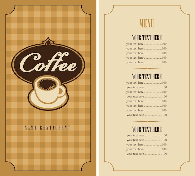 menu with cup of coffee