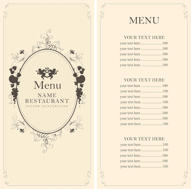 menu with floral ornaments