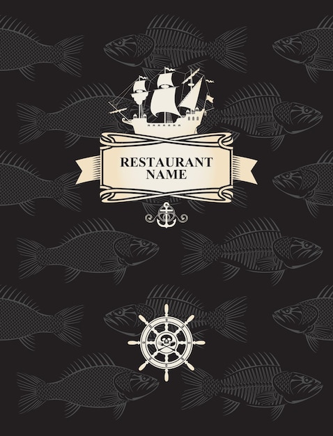 menu with sailboat and steering wheel