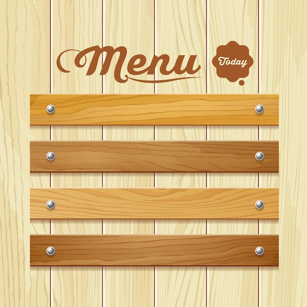 Menu wood board design background vector illustration