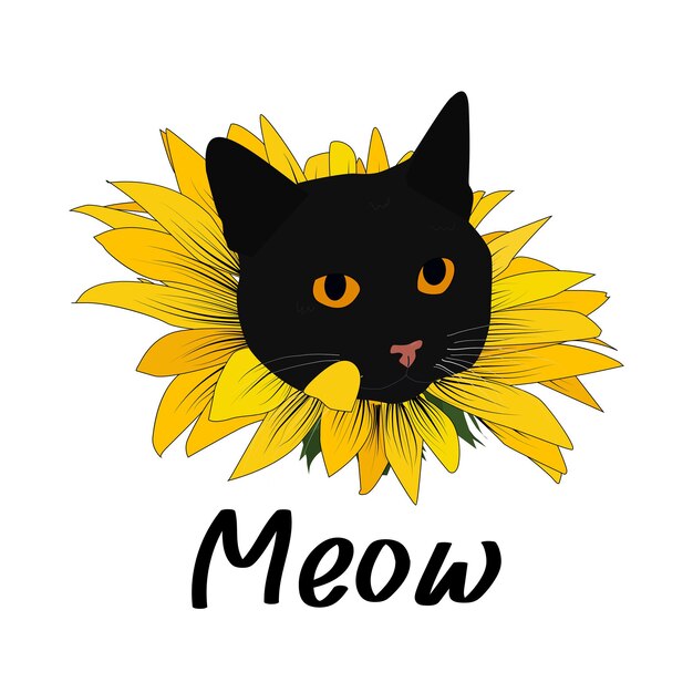 Meow phrase. Vector illustration for print on t-shirt and other uses