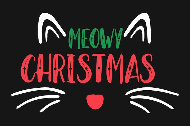 Disegno della maglietta del gatto di natale meowy