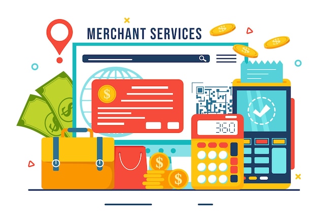 Merchant Service Vector Illustration of Digital Marketing Strategy with People Referral Business