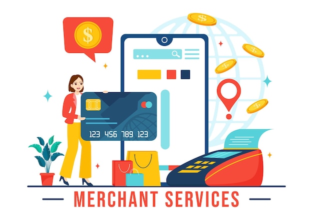 Merchant Service Vector Illustration of Digital Marketing Strategy with People Referral Business